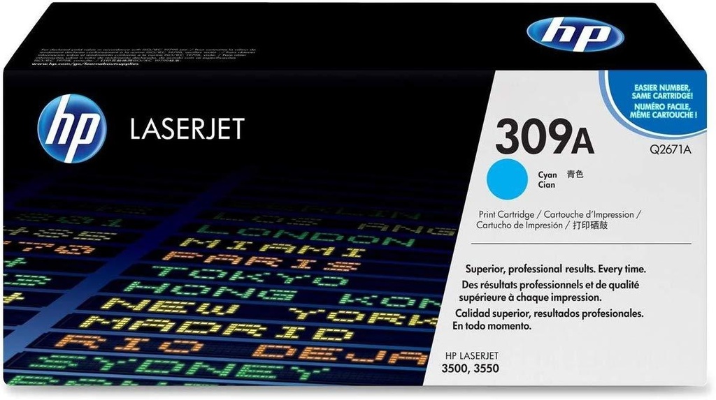 HP 309A Cyan Original LaserJet Toner Cartridge (Q2671A)
