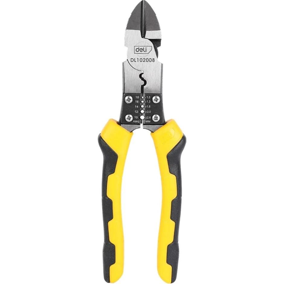 Deli EDL102008 8" 200mm Multifunctional Diagonal Cutting Pliers – Heavy Duty Precision Side Cutter Pliers for Electrical Wiring, Workshop Maintenance, Automotive Repair, and Industrial Applications