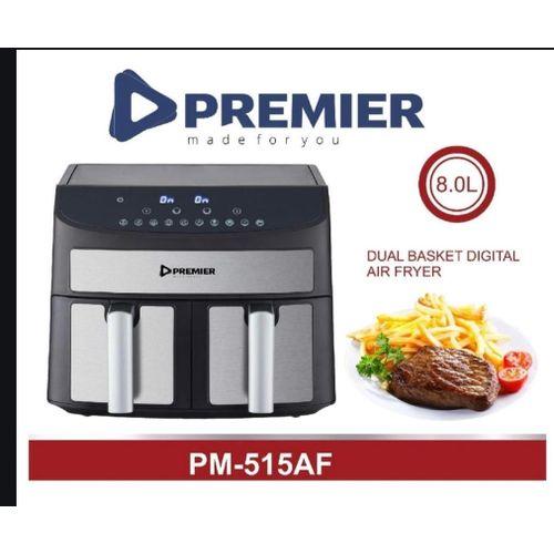 Premier PM-515AF 8.0L Dual Basket Air Fryer – Large Capacity, Rapid Hot Air Cooking, Dual Fry Baskets, Easy-to-Use Digital Controls, Perfect for Home & Family Kitchens