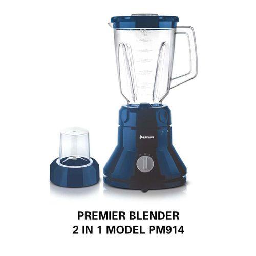PREMIER PM914 2-in-1 Blender – Powerful Motor, Dual Function for Smoothies & Grinding, Durable, Easy-to-Clean, Perfect for Home, Office & Small Commercial Kitchens