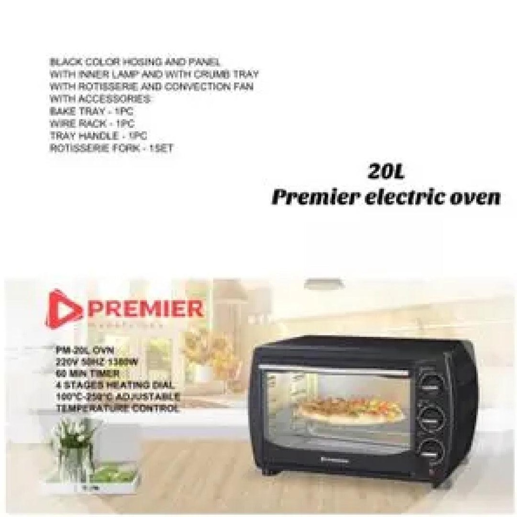 Premier PM-20L 20 L Electrical Oven – Powerful Heating, Multiple Cooking Modes, Energy-Efficient, Durable and Easy-to-Clean, Perfect for Home, Office & Small Commercial Kitchens