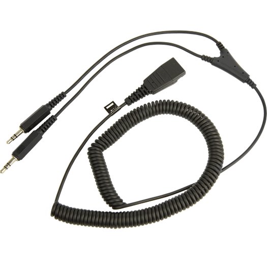 Jabra PC cord - QD to 2x3.5mm 2m coiled - 8734-599