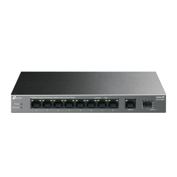 TP-Link TL-LS1210GP 10-Port Gigabit Desktop Switch – 8-Port PoE+ (63W), 2× SFP, CCTV & Business Network Switch