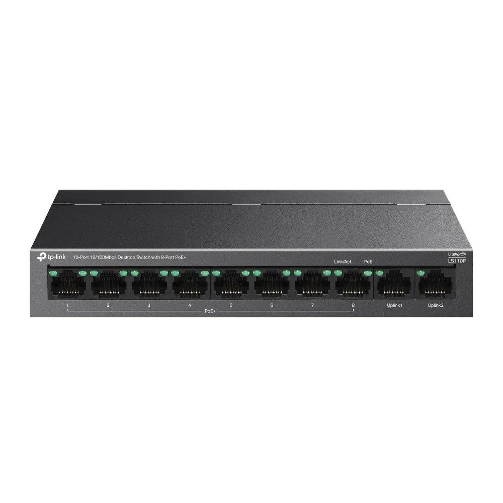 TP-Link TL-LS110P 10-Port 10/100Mbps Desktop Switch – 8-Port PoE+ (123W), CCTV Plug & Play Switch