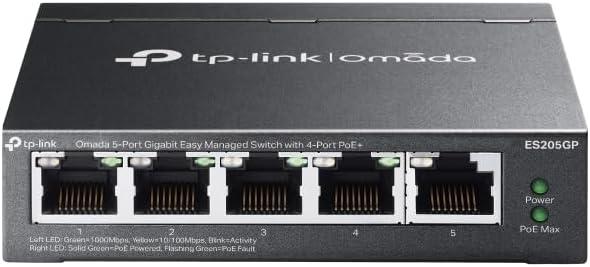 TP-Link TL-ES205GP Omada 5-Port Gigabit Easy Managed Switch – 4-Port PoE+ (65W), VLAN, QoS