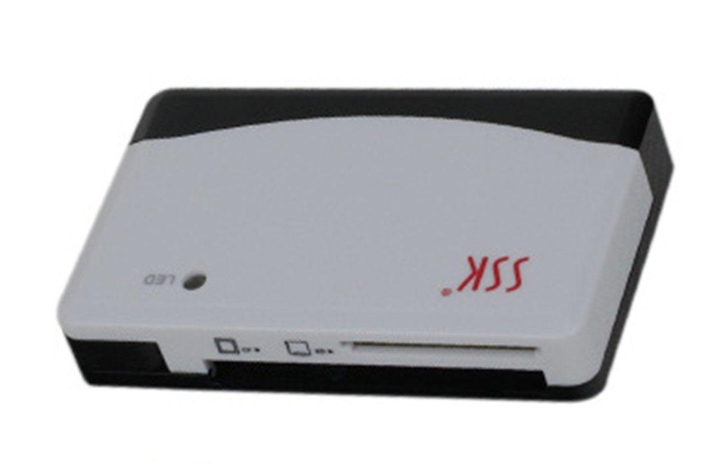 SSK SCRM010 USB 2.0 Multi-Function Card Reader-White and Black