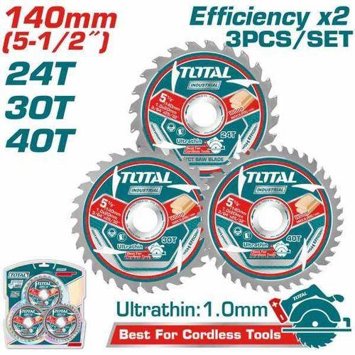 Total TAC236140 140mm 3pcs Ultra-Thin TCT Saw Blade Set – Precision Cutting Tool for Wood, Metal & Plastic