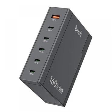 Budi 350B 160W Wall Charger – High Power Fast Charging Adapter with Multi Port Output for Smartphones, Tablets, Laptops and USB Powered Devices