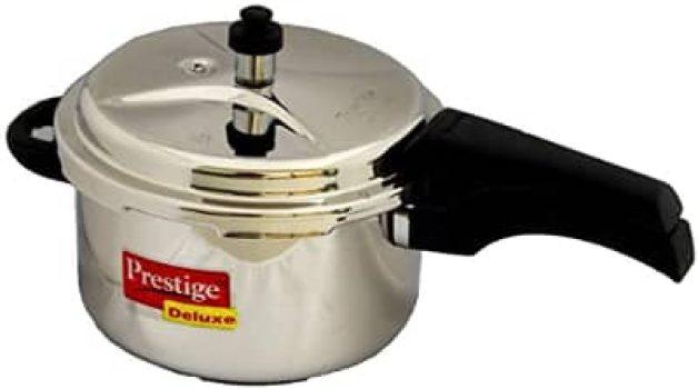 Prestige MT/188 4L Deluxe Stainless Steel Pressure Cooker – Heavy-Duty Induction Compatible Cooker with Safety Lock Lid, Fast Cooking & Durable Mirror Finish