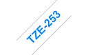 Brother TZe-253 Labelling Tape Cassette – Blue on White, 24mm wide