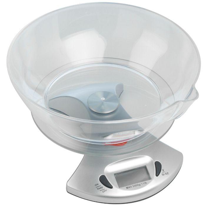 Silver RM/299 5Kg Digital Kitchen Scale with Bowl – High-Precision Electronic Food Weighing Scale, Multi-Unit Measurement, Compact Baking & Cooking Scale