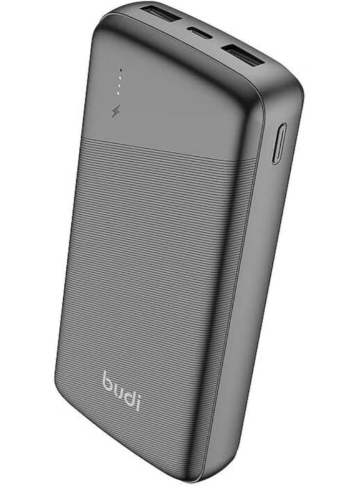[PB090B2-MG-BEA] Budi PB090B2 20,000mAh Pocket Simple Power Bank – High Capacity Portable Charger with Dual USB Output for Smartphones, Tablets and USB Devices