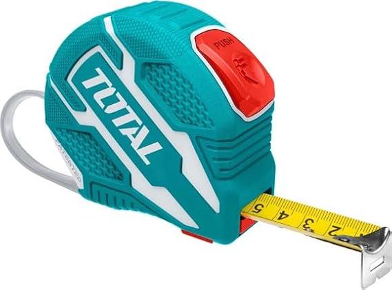 Total TMT126252 5m/16ft Steel Measuring Tape – Durable Locking Mechanism, Clear Metric/Imperial Markings for Precision Measuring