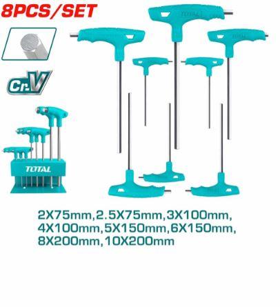Total THHW80816 8-Piece T-Handle Hex Wrench Set - Heavy-Duty Metric Allen Keys for Professional Precision Assembly, Automotive & DIY Repair Tasks