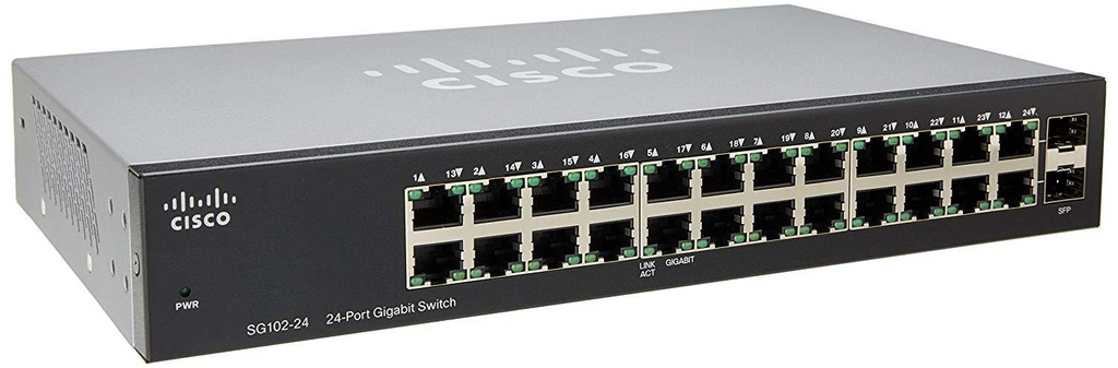 [SG102-24-NA1] Cisco Compact 24-Port Gigabit Switch with 2 Combo Mini-GBIC Ports (SG102-24-NA)