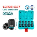 Total THISTD12101 10-Piece 1/2" Impact Socket Set – Chrome Vanadium Steel, Ratchet & Extension Included, Durable Mechanics Tool Kit