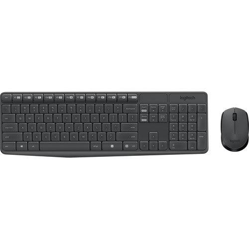 [920-007931-RM-DN] Logitech MK235 Wireless Keyboard and Mouse Combo - Grey - 920-007931 – Full-Size 2.4GHz USB Keyboard & Mouse Set, Spill-Resistant, Long Battery Life