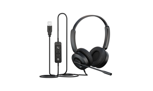 Datacomm DCN-816E USB Wired Headset – Noise Cancelling Microphone, Stereo Audio, Plug-and-Play USB for PC & Laptop