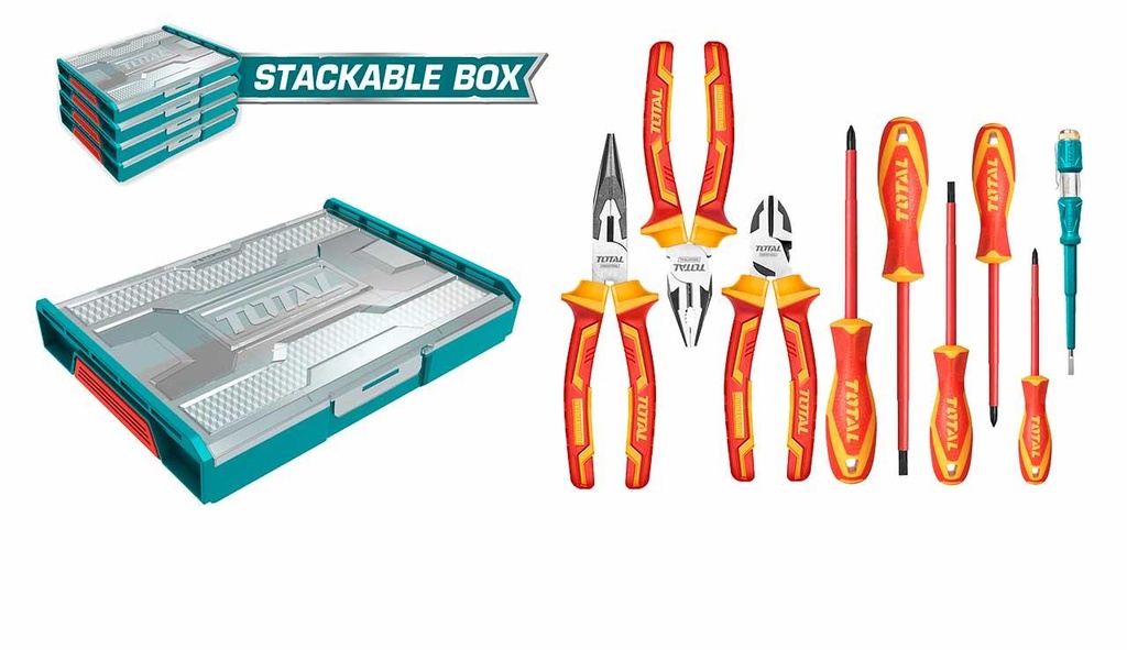 Total THKTV02H091 9-Piece Insulated Hand Tools Set – Electrician-Grade Safety, Heat & Shock Resistant, Ideal for Home & Professional Use