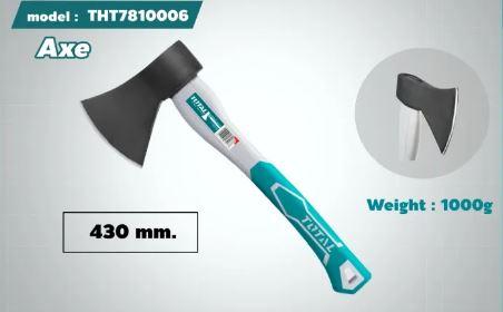 Total THT7810006 1000g Heavy-Duty Wood Cutting Axe – Precision Steel Blade with Anti-Slip Handle for Garden & Outdoor Tasks