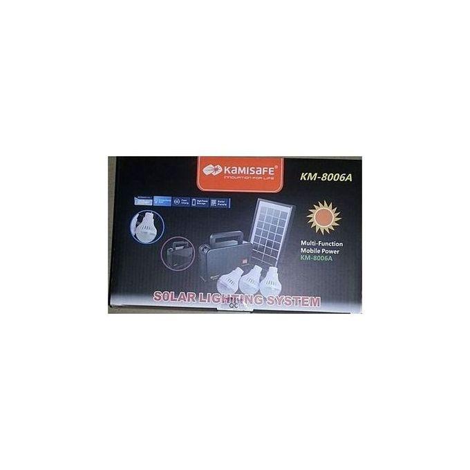 Kamisafe KM-8006A Solar Lighting System – Portable Solar Power Kit with LED Bulbs, USB Phone Charging & Rechargeable Battery