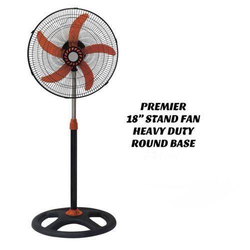 Premier PM 1801 18-Inch 3-Speed Heavy Duty Standing Fan Round Base – Powerful Airflow, Durable Motor, Adjustable Height, Quiet Operation, Perfect for Home, Office & Commercial Spaces
