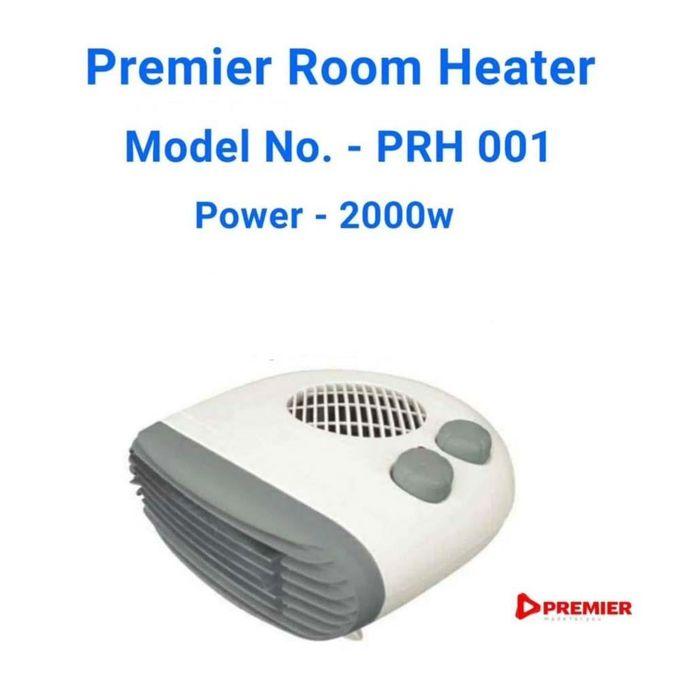 Premier PRH001 2000W Fan Room Heater – Rapid Heating, Adjustable Thermostat, Compact and Portable, Safe and Energy-Efficient, Perfect for Home, Office & Small Rooms