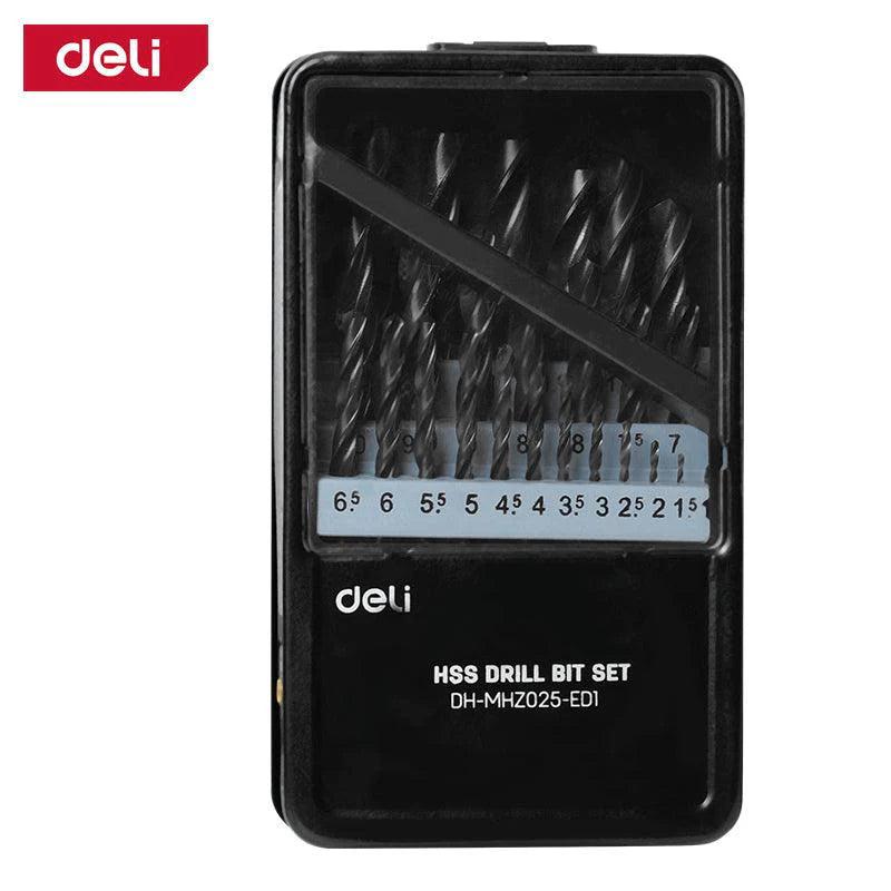 Deli EDH-MHZ025-ED1 25pcs HSS Drill Bit Set – Professional High-Speed Steel Drill Bits for Workshop, Construction, Metalworking, and Industrial Applications