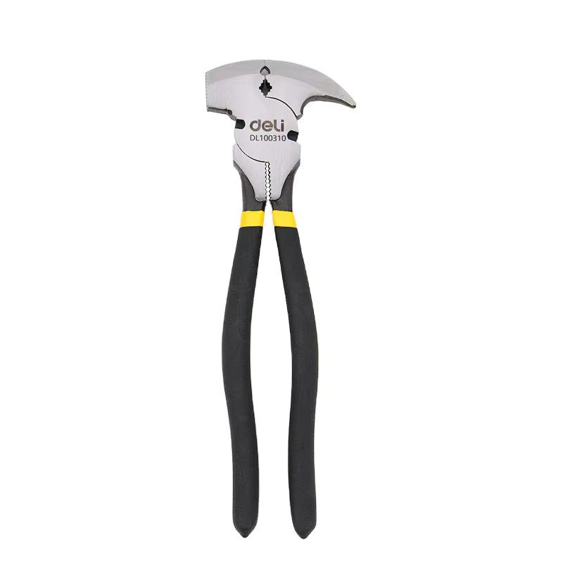 Deli EDL100310 10 Inch Fence Plier – Heavy Duty Multi-Function Fencing Pliers for Wire Cutting, Pulling, and Staple Removal