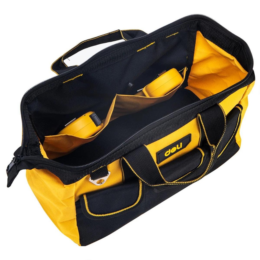 Deli EDL430013 13 inch Tool Bag – Heavy Duty Professional Portable Utility Storage Bag for Workshop, Construction, Automotive, and Industrial Applications