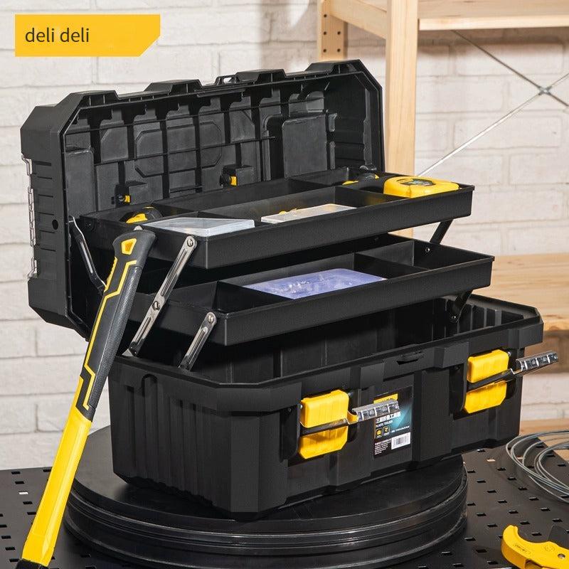 Deli DL432521 21 inch Strengthen Tool Box – Heavy Duty Reinforced Professional Portable Storage Case for Workshop, Construction, Automotive, and Industrial Applications