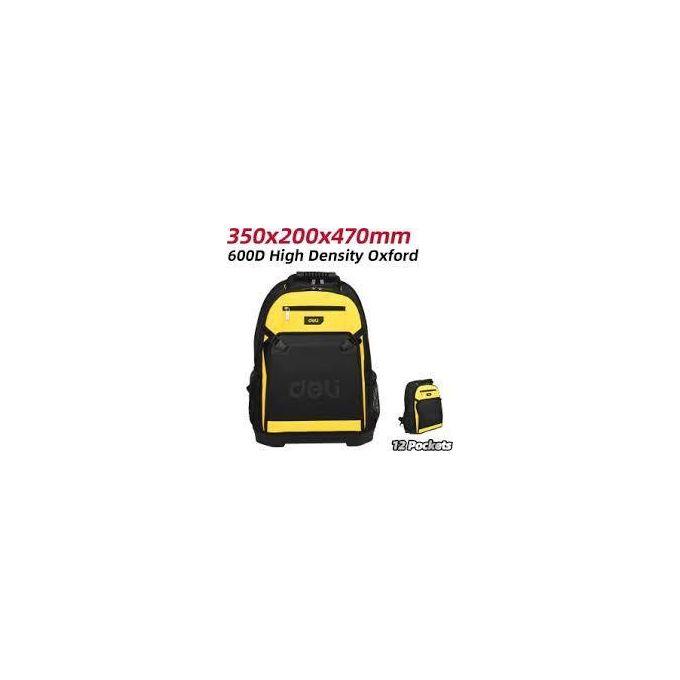 Deli EDL586122 350x200x470mm Tools Backpack – Heavy Duty Professional Utility Storage Bag for Workshop, Construction, Electrical, and Industrial Applications
