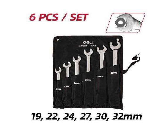 Deli EDL140106T 19–32mm 6PCS Ratchet Dual-Use Wrench Set – Heavy Duty Professional Metric Wrench Kit for Automotive, Workshop, Construction, and Industrial Maintenance Applications