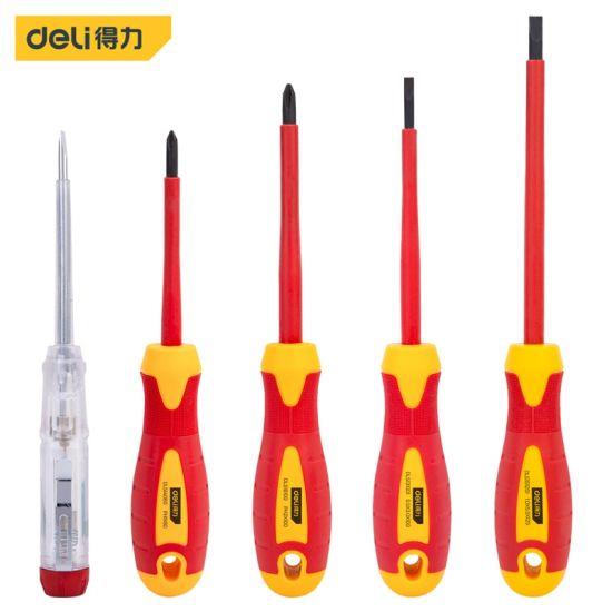 Deli DL510005 5-Piece Insulation Tool Set – Professional VDE Certified Insulated Hand Tools Kit for Electrical Installation, Maintenance and Safety Work