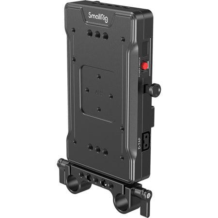 SmallRig 3203 V-Mount Battery Adapter Plate with Dual 15mm Rod Clamp – Reliable power mounting solution for cameras, ensuring stable battery attachment and efficient setup for professional filming