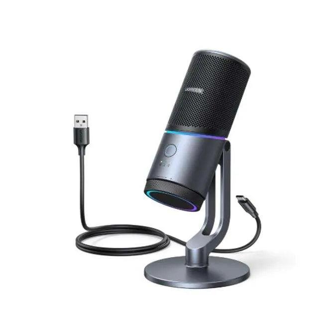 UGREEN CM769 Desktop USB Microphone UG-35629 – Cardioid Condenser, Plug & Play, Noise Reduction, Adjustable Stand Professional Streaming & Podcast Microphone