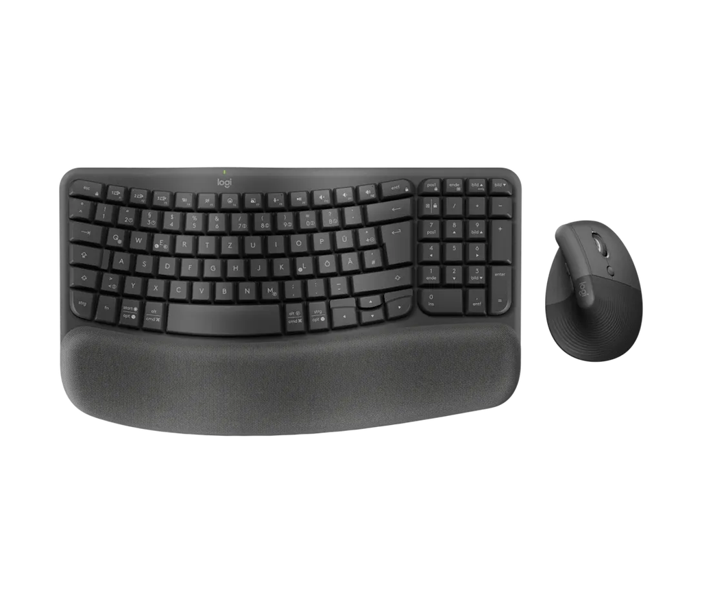 Logitech, Wave Keys and Lift Combo, Wireless & Bluetooth Keyboard and Mouse, Graphite, 920-013635 – Ergonomic Long-Range Typing & Precise Control for Home & Office