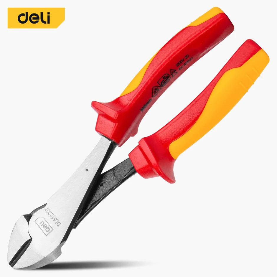 Deli EDL512207 7 Inch 180mm Insulated Labor Saving Heavy Duty Diagonal Cutting Pliers – Professional VDE 1000V Side Cutter for Electrical Installation and Industrial Applications