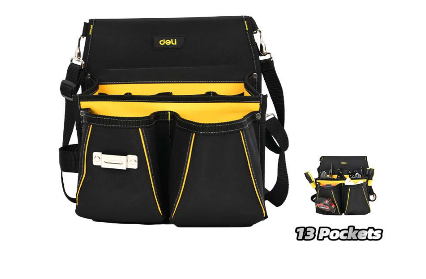 Deli EDL-P4 Large Electrician Tool Pouch – Heavy Duty Multi Pocket Tool Waist Bag for Electrical, Maintenance and Construction Work