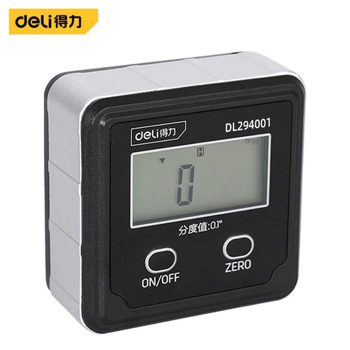 Deli DL294001 Digital Inclinometer – High Precision Electronic Angle Finder with LCD Display & Magnetic Base for Construction and Woodworking