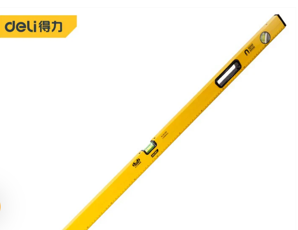 Deli EDL291200 120cm Spirit Level  – Heavy Duty Aluminum Level with High Accuracy Vials for Construction & Professional Use