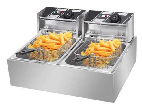 Nunix DF-6D Double Tank 6L + 6L Stainless Steel Electric Deep Fryer – Durable Fast-Heating Fryer for Restaurants &amp; Catering