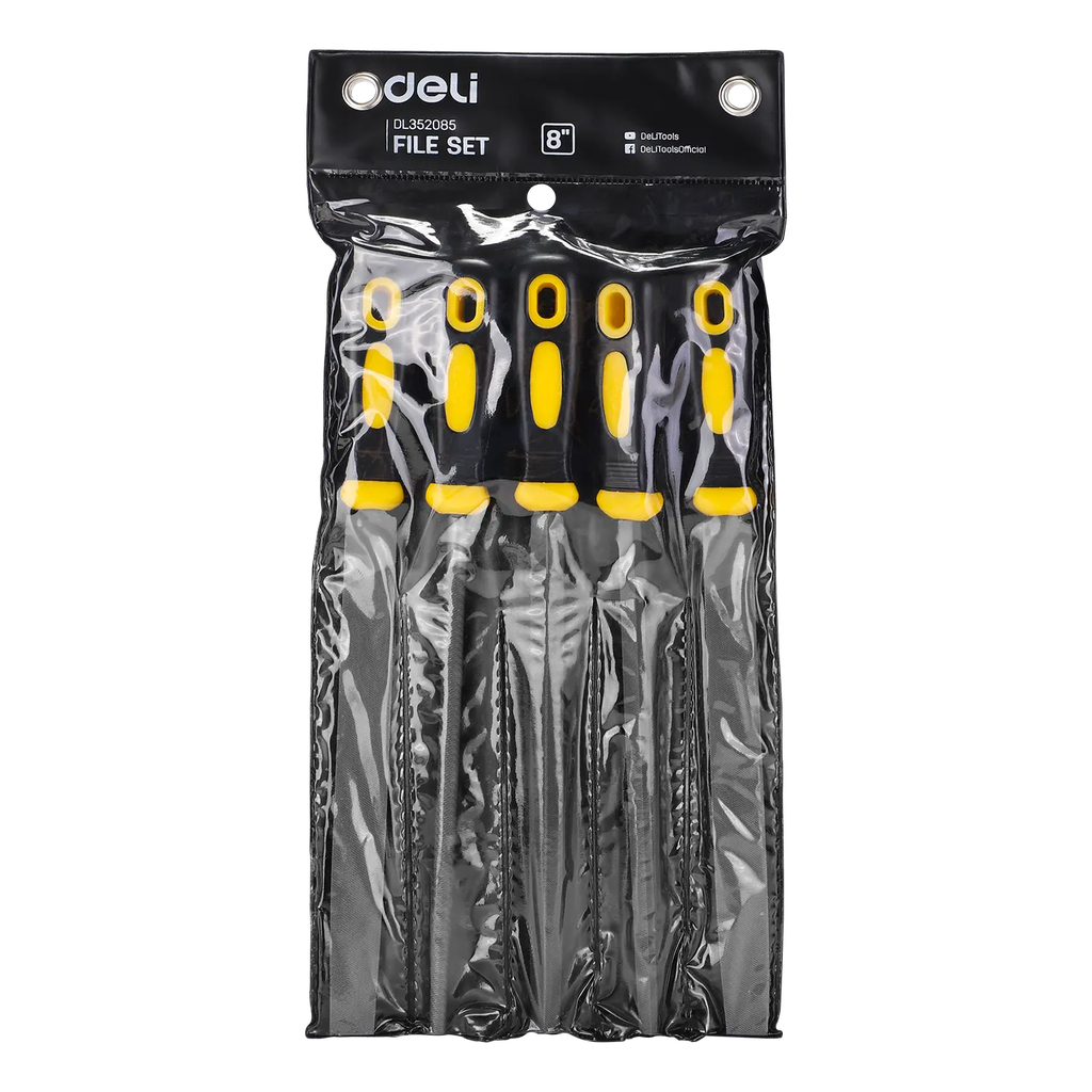 Deli EDL352085 5 Piece Wood File Set – Heavy Duty Carbon Steel Hand Files for Woodworking, Carpentry & DIY Applications