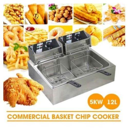 Redberry RBEF-62 6L+6L Double Electric Deep Fryer – Commercial Twin Tank Chips Fryer Machine with Free Power Extension