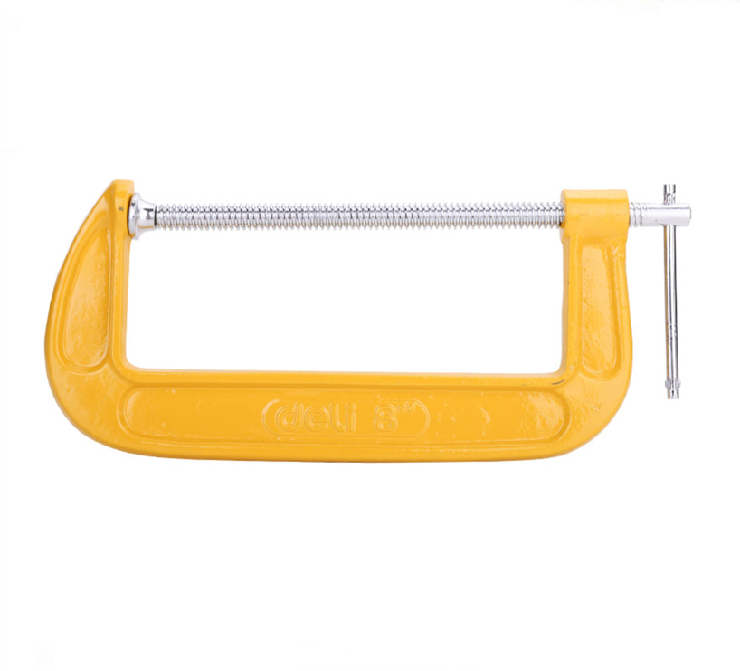 Deli EDL-G208 8″ G Clamp – Heavy Duty Cast Iron G Clamp with Strong Screw Mechanism for Woodworking, Metalworking & DIY Projects