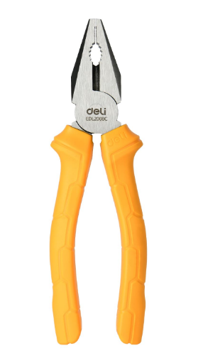 Deli EDL2008C 8" 200mm Combination Pliers – High Carbon Steel Hand Tool with Polished Finish for Professional & DIY Use