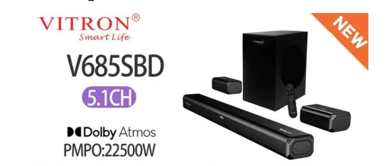 Vitron V685SBD 5.1CH Soundbar – Powerful Surround Sound System with Wired Subwoofer, LED Display & Multiple Input Options