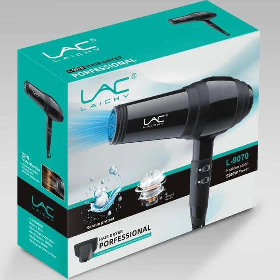 Lac Laichy L-9070 2200W Professional Hair Dryer – High-Power Fast Drying Blow Dryer with Heat & Speed Control for Salon & Home Use