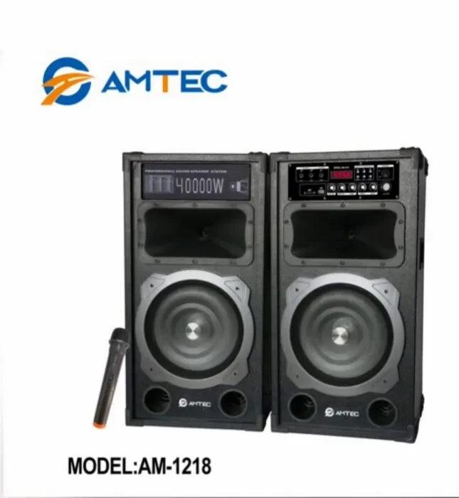 Amtec AM-1218 Double Speaker – Powerful Portable Bluetooth Sound System with Dual Drivers, Deep Bass & Dynamic LED Lighting