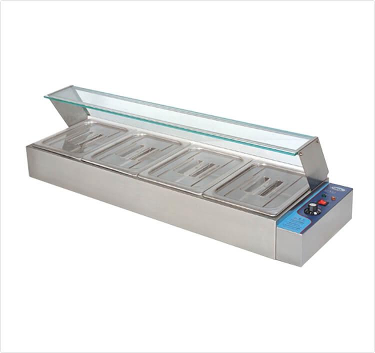 Caterina CT/267 4-Head Bain Marie + Glass – Durable Stainless Steel Food Warmer, Efficient Heating, Easy-to-Clean, Perfect for Restaurants, Cafeterias & Catering
